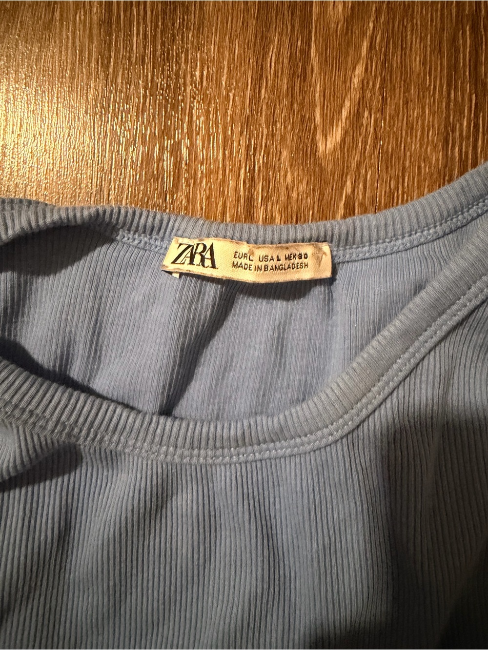 Zara Light Blue Ribbed Cropped Tank - Picture 2 of 2